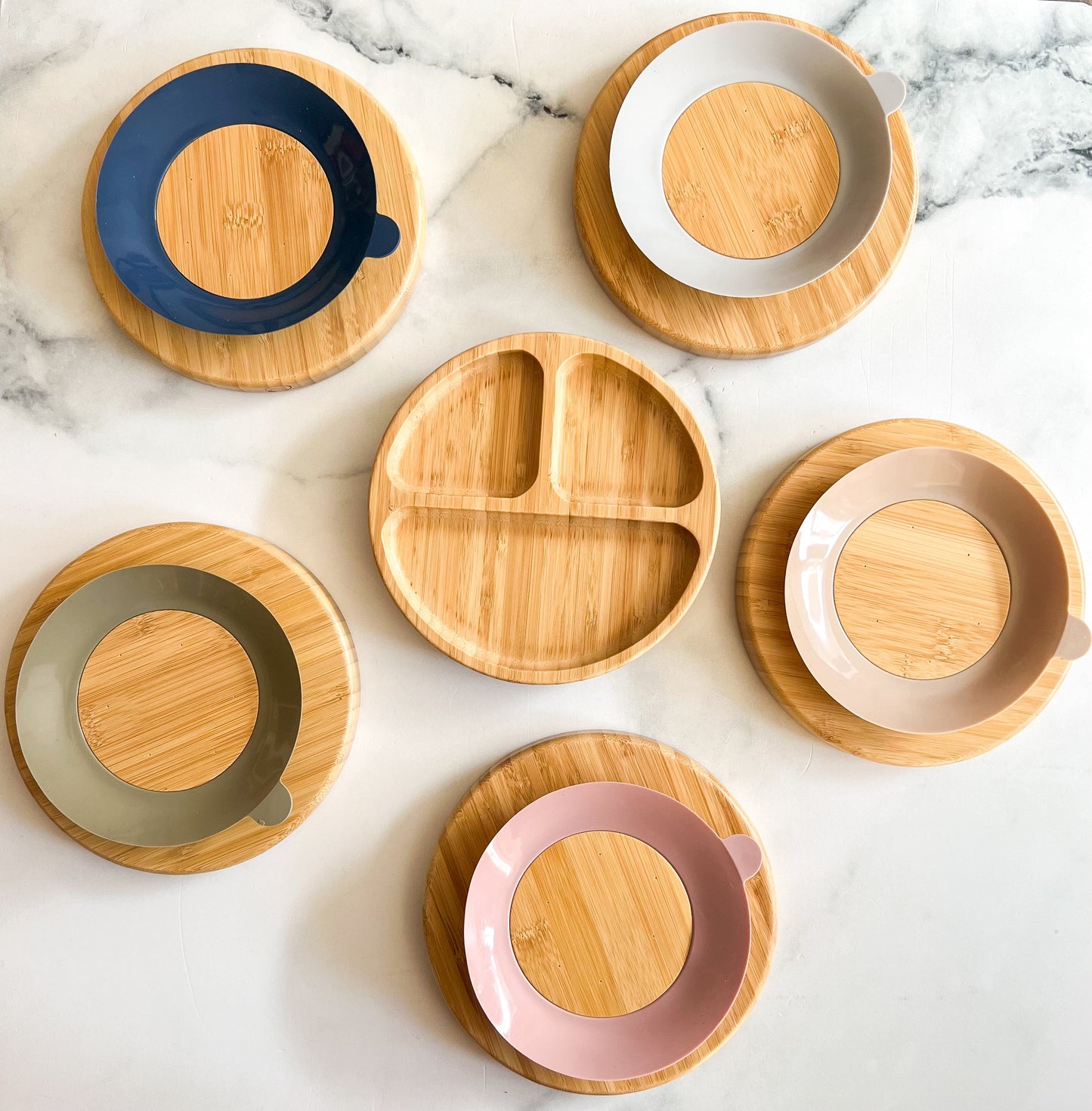 Suction-cup bamboo divided plate