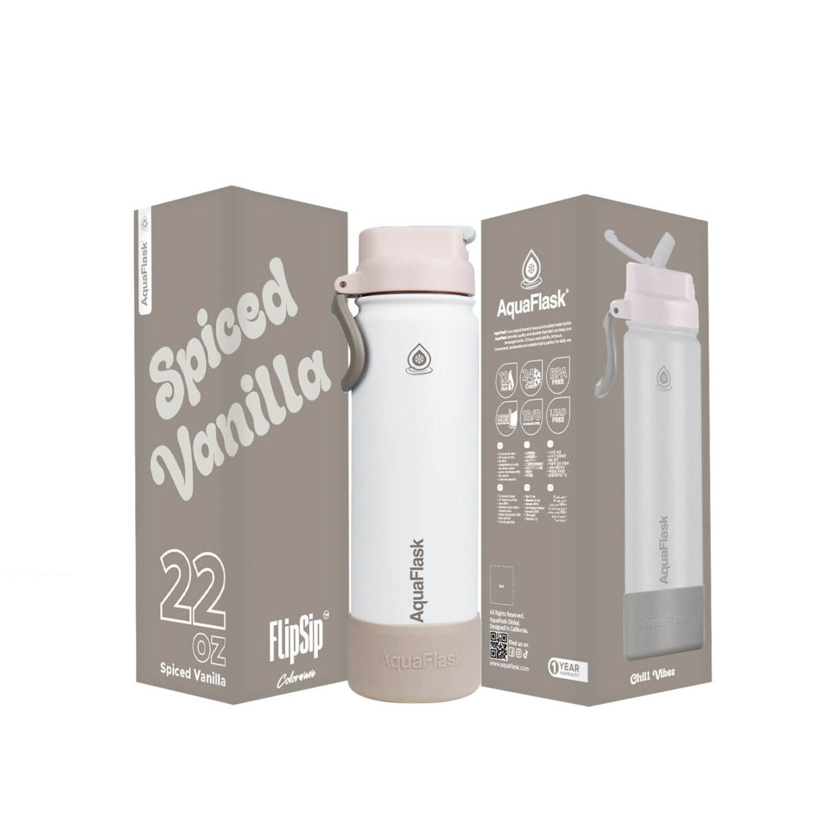 AquaFlask (22 oz) Colorwave - Double-walled Stainless Steel Insulated Hot & Cold Water Bottle with Flip Sip Lid