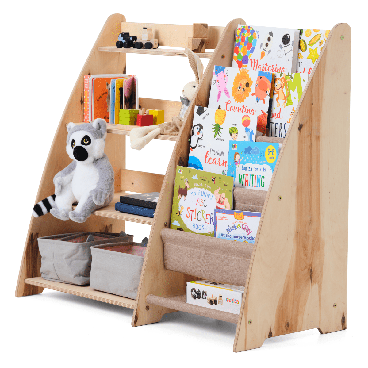 Étagère 2‑en‑1 pour livres et jouets