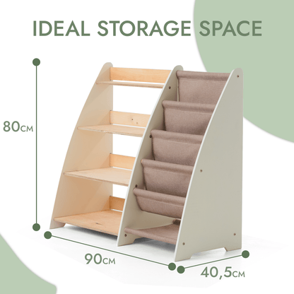 Étagère 2‑en‑1 pour livres et jouets