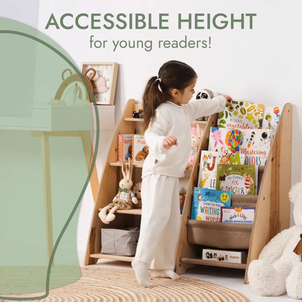 Étagère 2‑en‑1 pour livres et jouets