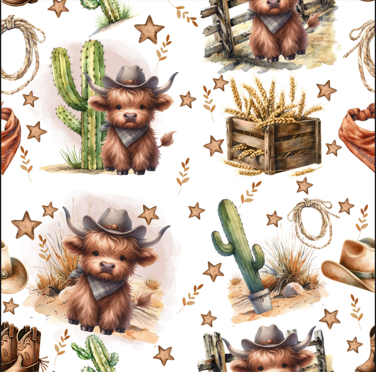 Highland Cow Cowboy Western Pajamas