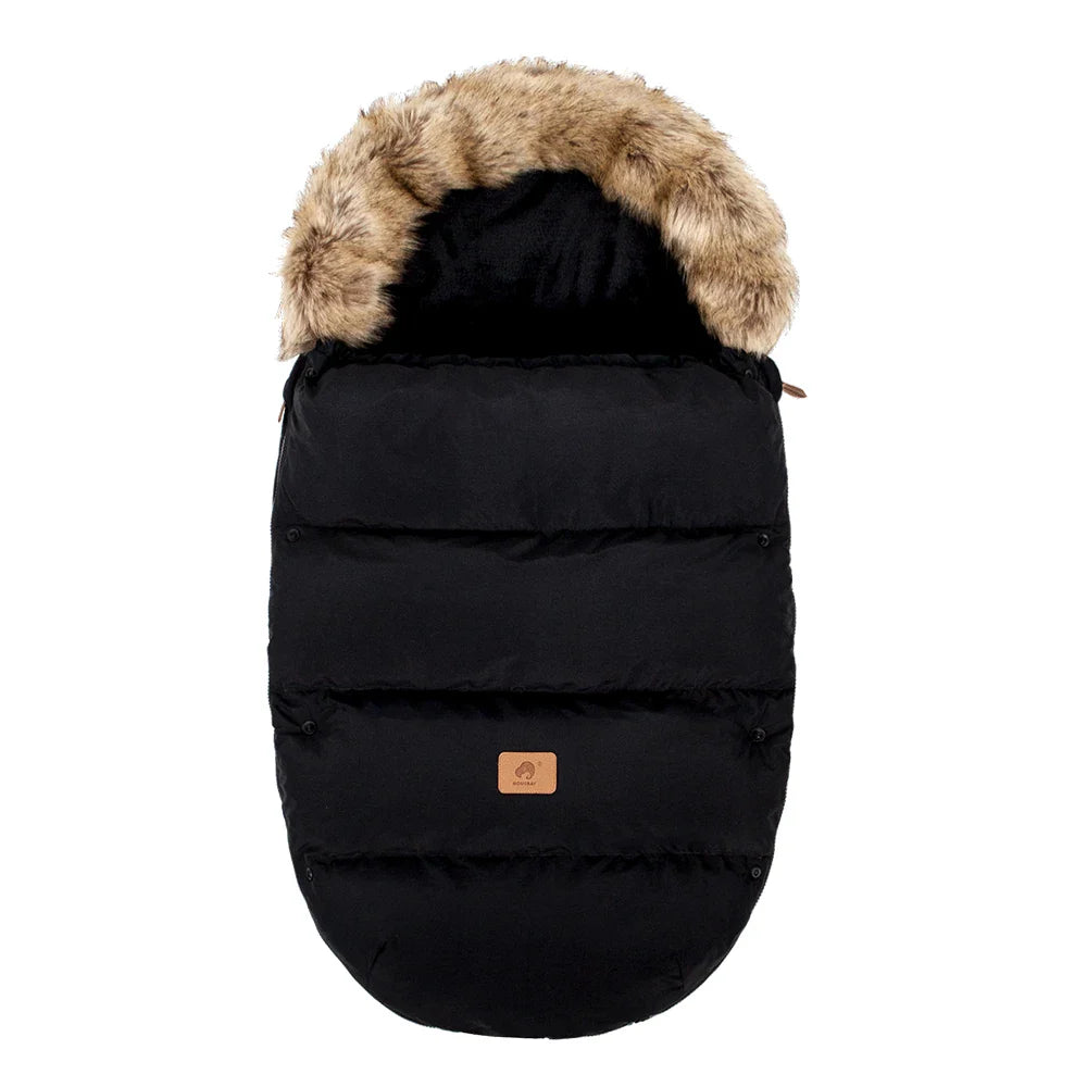 Chancelière d’hiver pour poussette – Chaude, imperméable et coupe‑vent avec col en fourrure