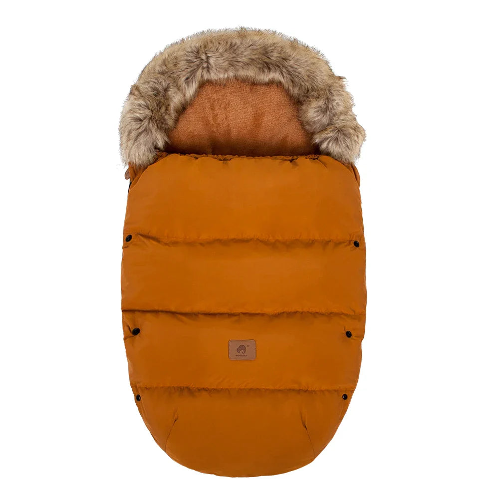 Chancelière d’hiver pour poussette – Chaude, imperméable et coupe‑vent avec col en fourrure