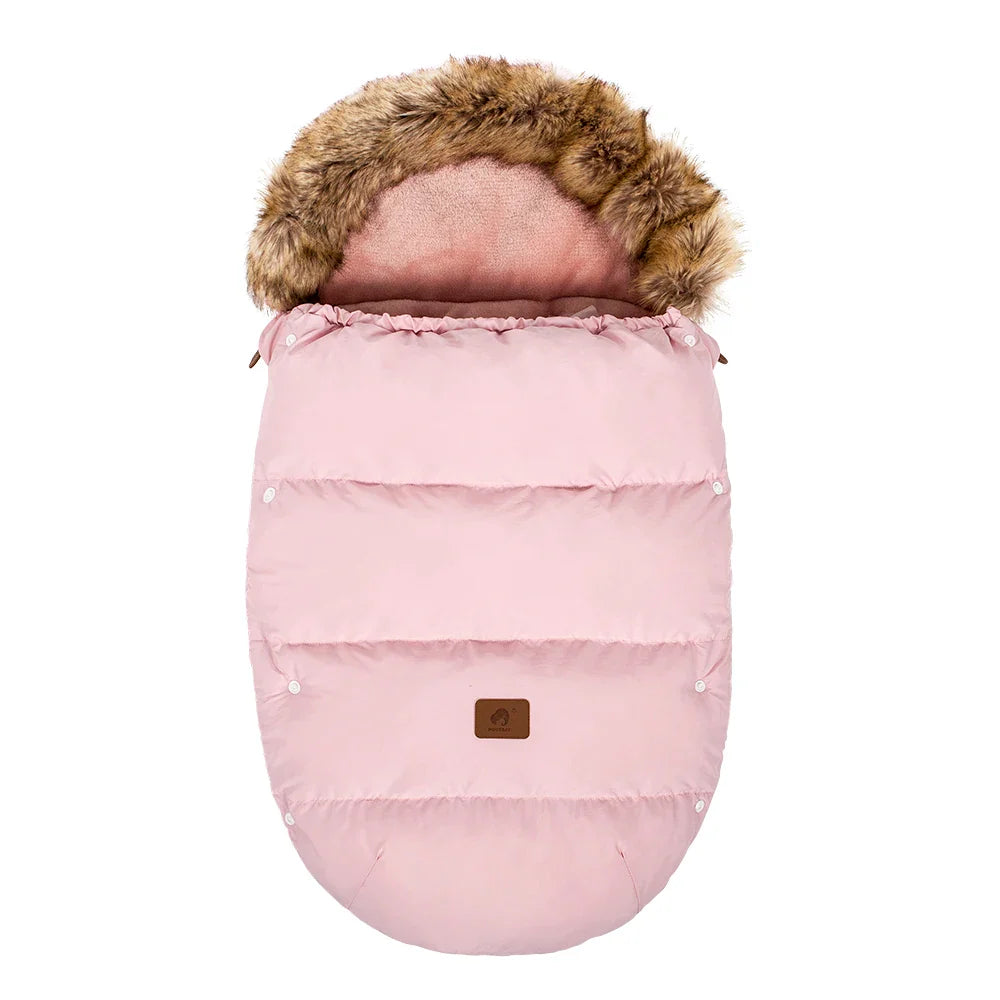 Chancelière d’hiver pour poussette – Chaude, imperméable et coupe‑vent avec col en fourrure