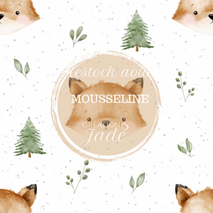 Mousseline Création Jade - bambou & coton - Petit renard
