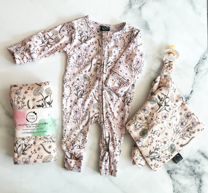 Bamboo muslin floral pacifier clip