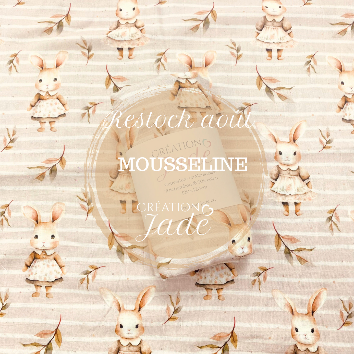 Mousseline Création Jade - bambou & coton - Madame Lapin