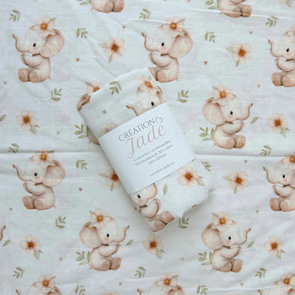 Mousseline Création Jade - bambou & coton - Emma l'éléphant