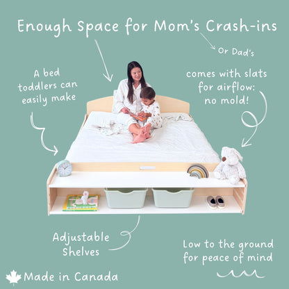 CHERRY FULL – Lit Montessori au sol avec étagères