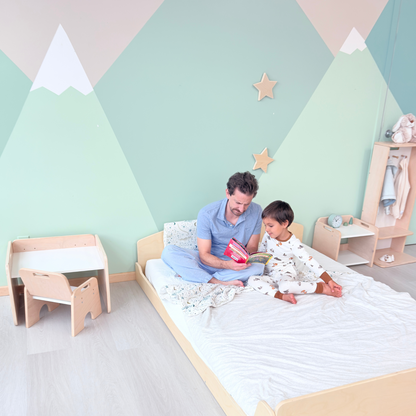 CHERRY FULL – Lit Montessori au sol avec étagères