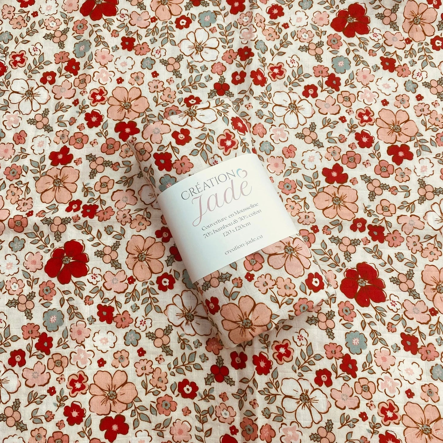 Mousseline Création Jade - bambou & coton - Christmas floral