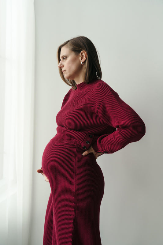 Charlotte - Jupe de maternité bordeaux - Coton Bio
