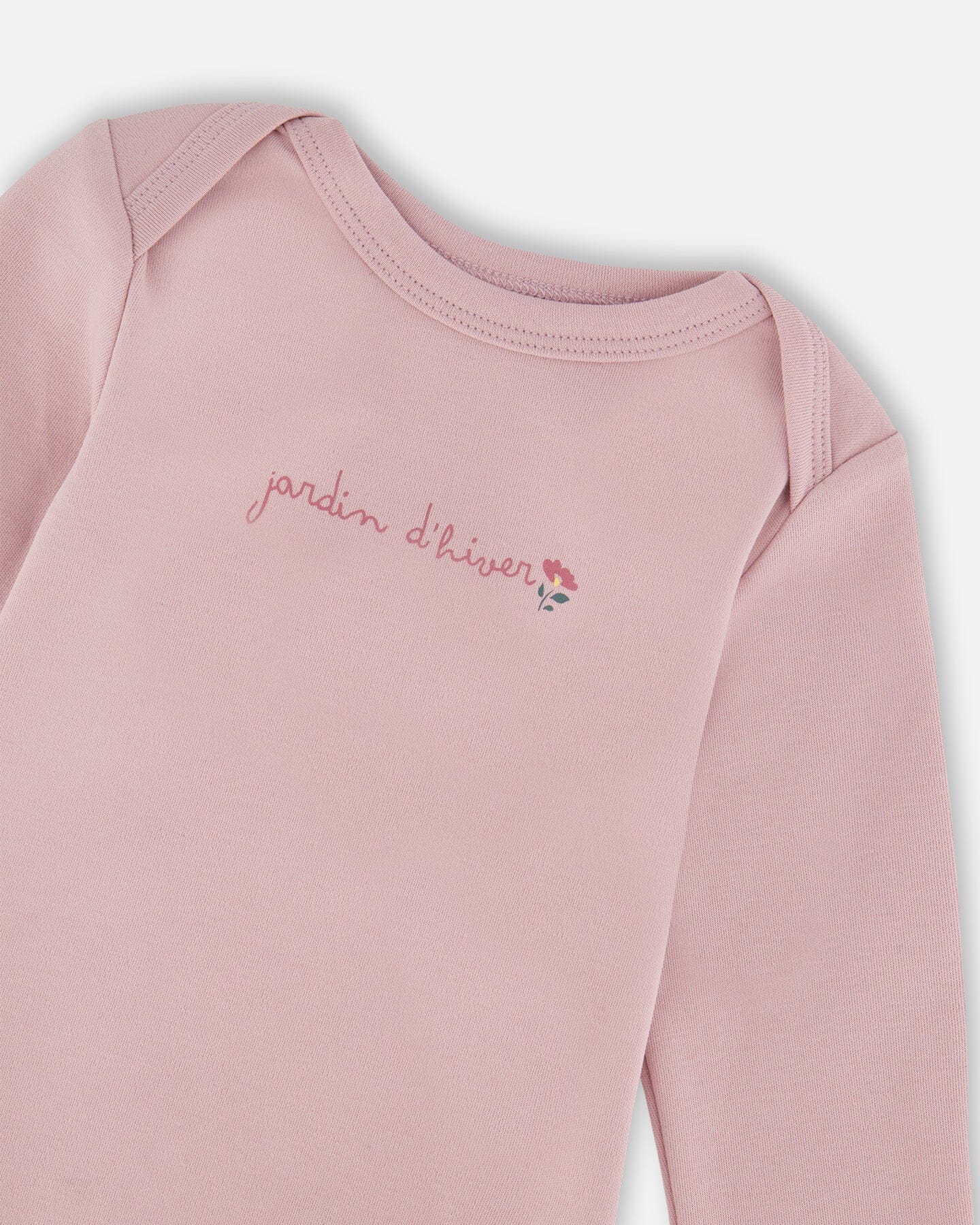 Barboteuse à manches longues en coton biologique – Mauve neutre