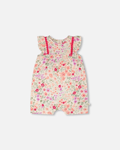 Romper - Off-white floral print