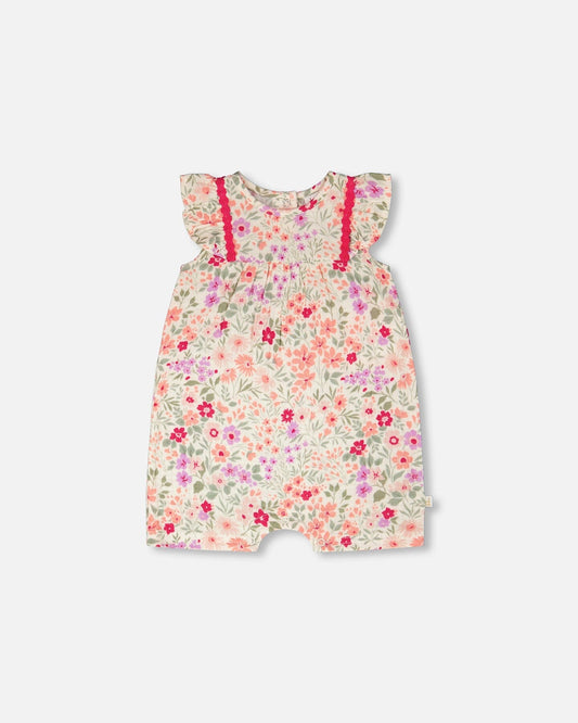 Barboteuse – Fleurs imprimées blanc cassé