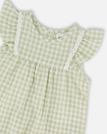 Romper – Green Gingham
