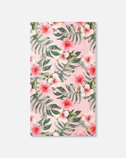 Serviette de plage – Motif hibiscus rose