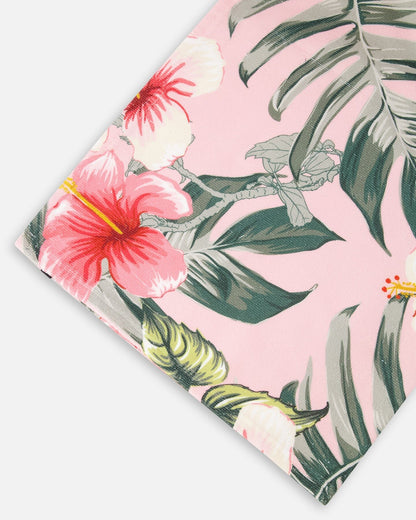 Serviette de plage – Motif hibiscus rose