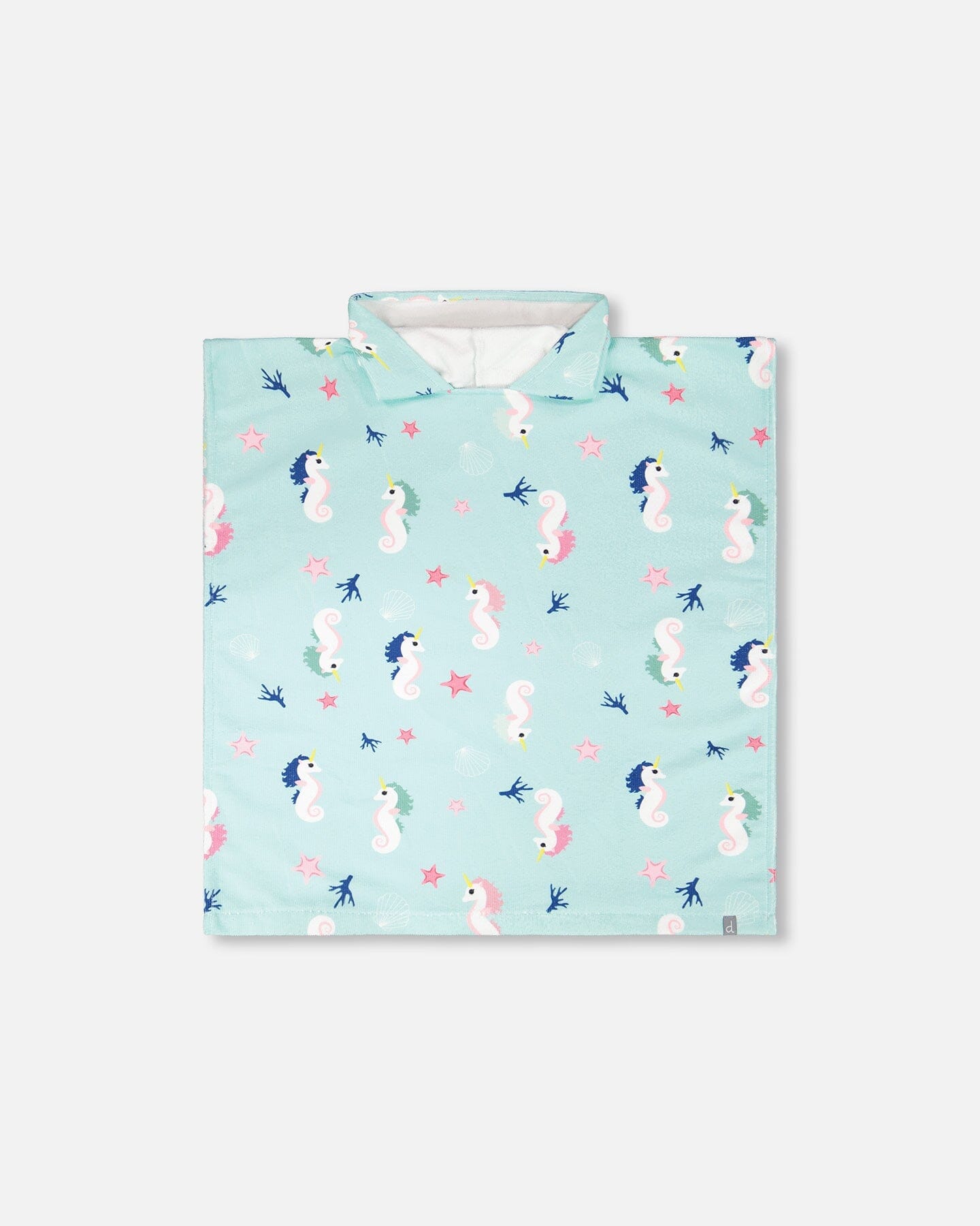 Serviette de plage à capuche – Motif hippocampe bleu