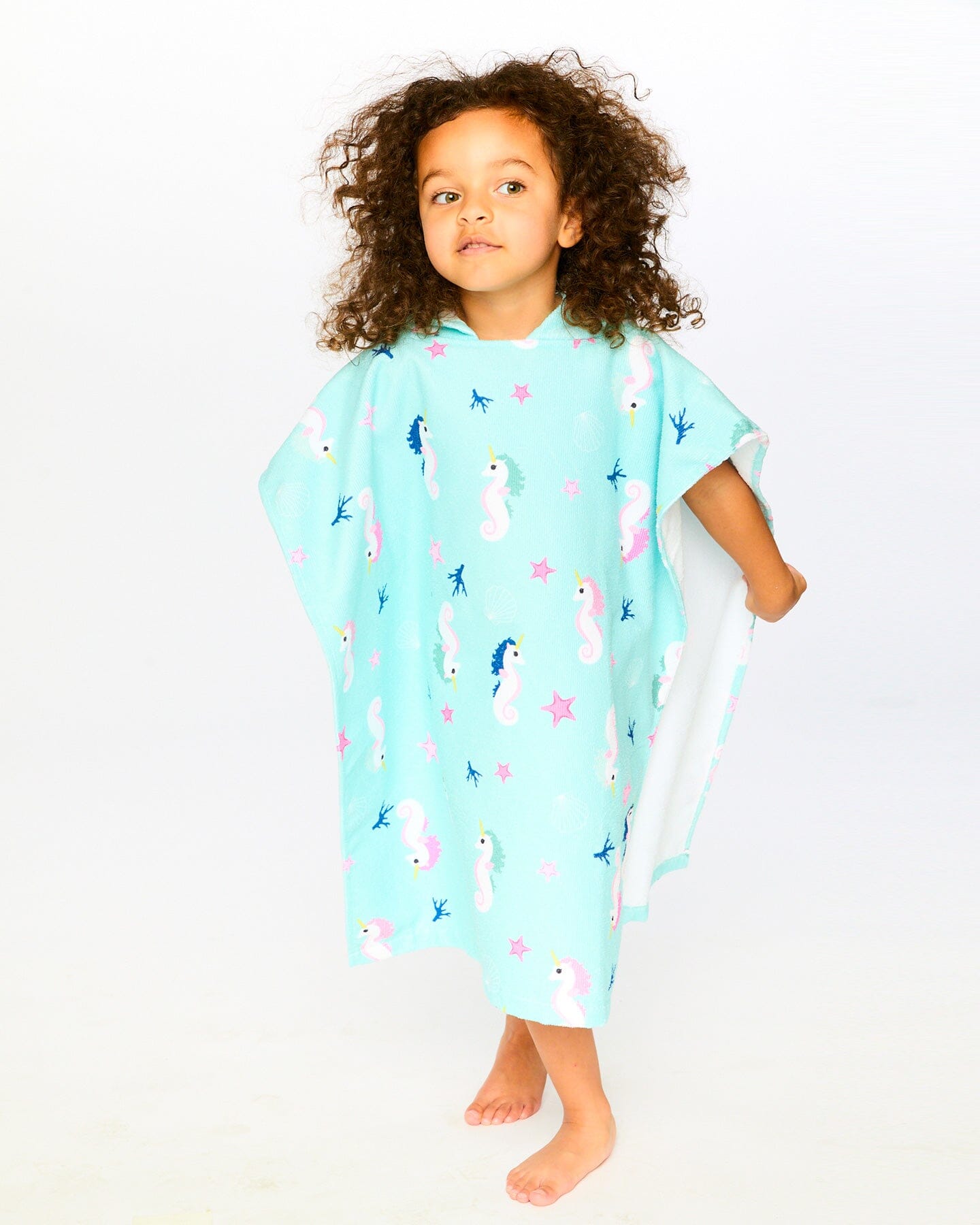 Serviette de plage à capuche – Motif hippocampe bleu