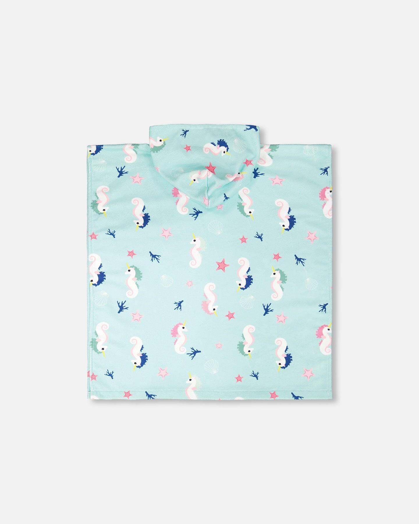 Serviette de plage à capuche – Motif hippocampe bleu