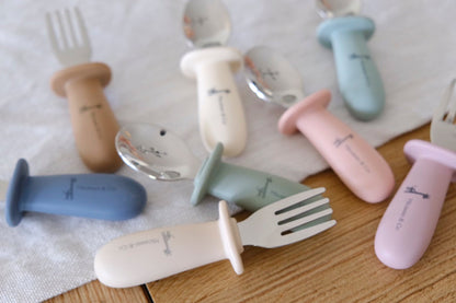 Ensemble de cuillère et fourchette en silicone et métal