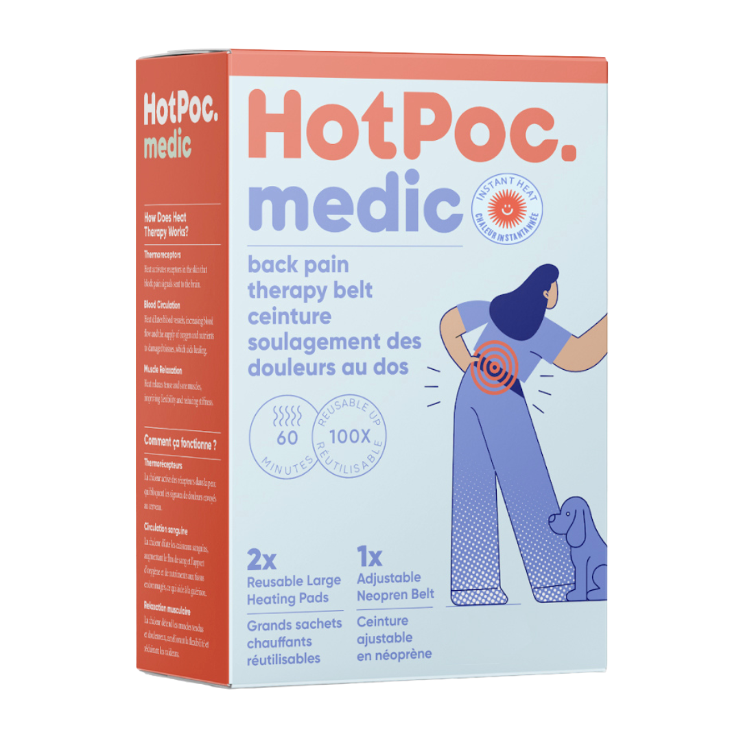 Adjustable lumbar belt and 2 reusable heating pads - Hot Poc medic