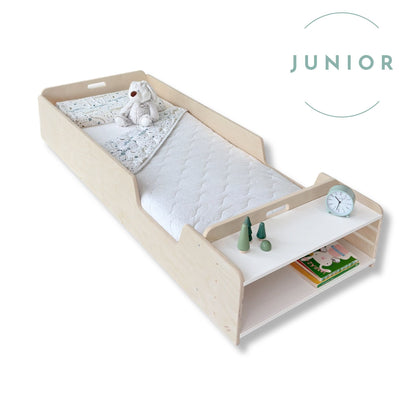 APPLE JUNIOR – Lit Montessori au sol avec barrières et étagères