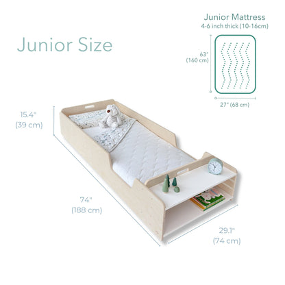 APPLE JUNIOR – Lit Montessori au sol avec barrières et étagères