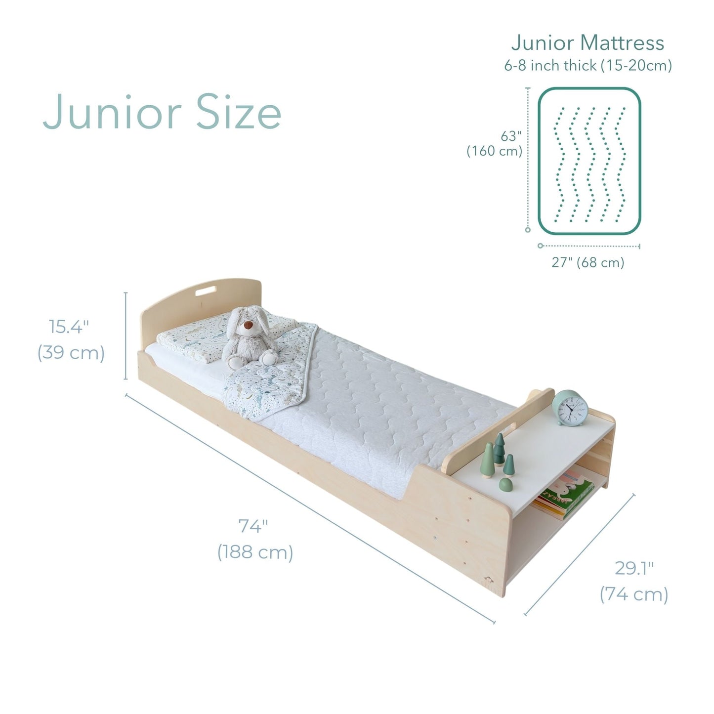 CHERRY JUNIOR – Lit Montessori au sol avec étagères