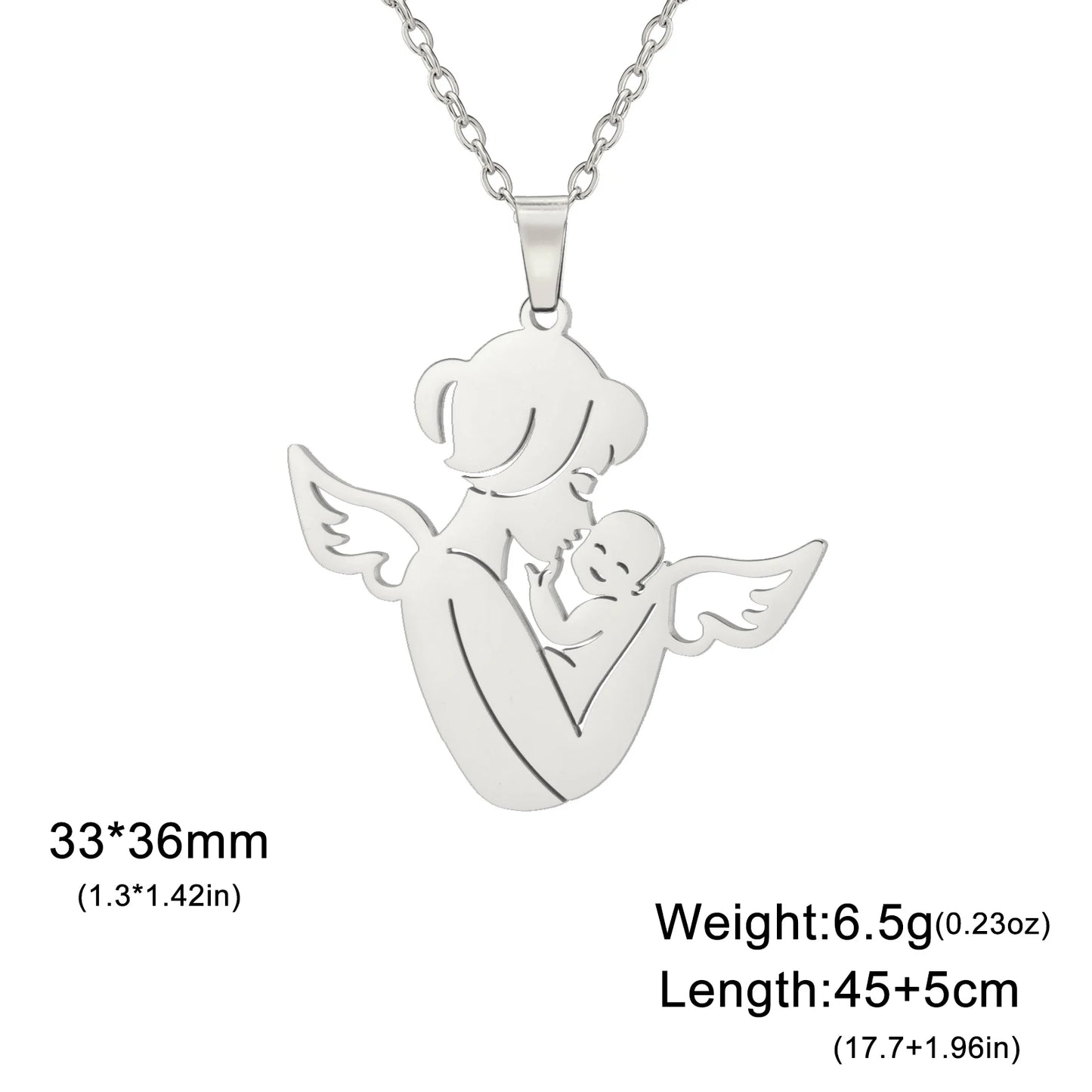 Collier Ange Maman & Bébé | Acier Inoxydable Tendance 2026