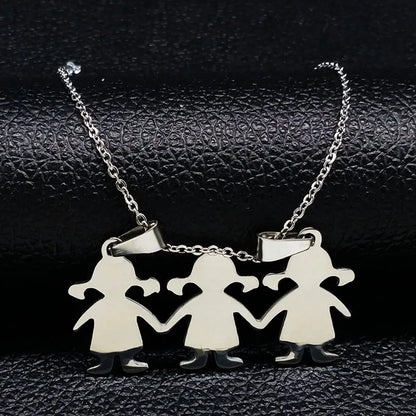 Boys & Girls Family Necklace | Stainless Steel Mom Pendant