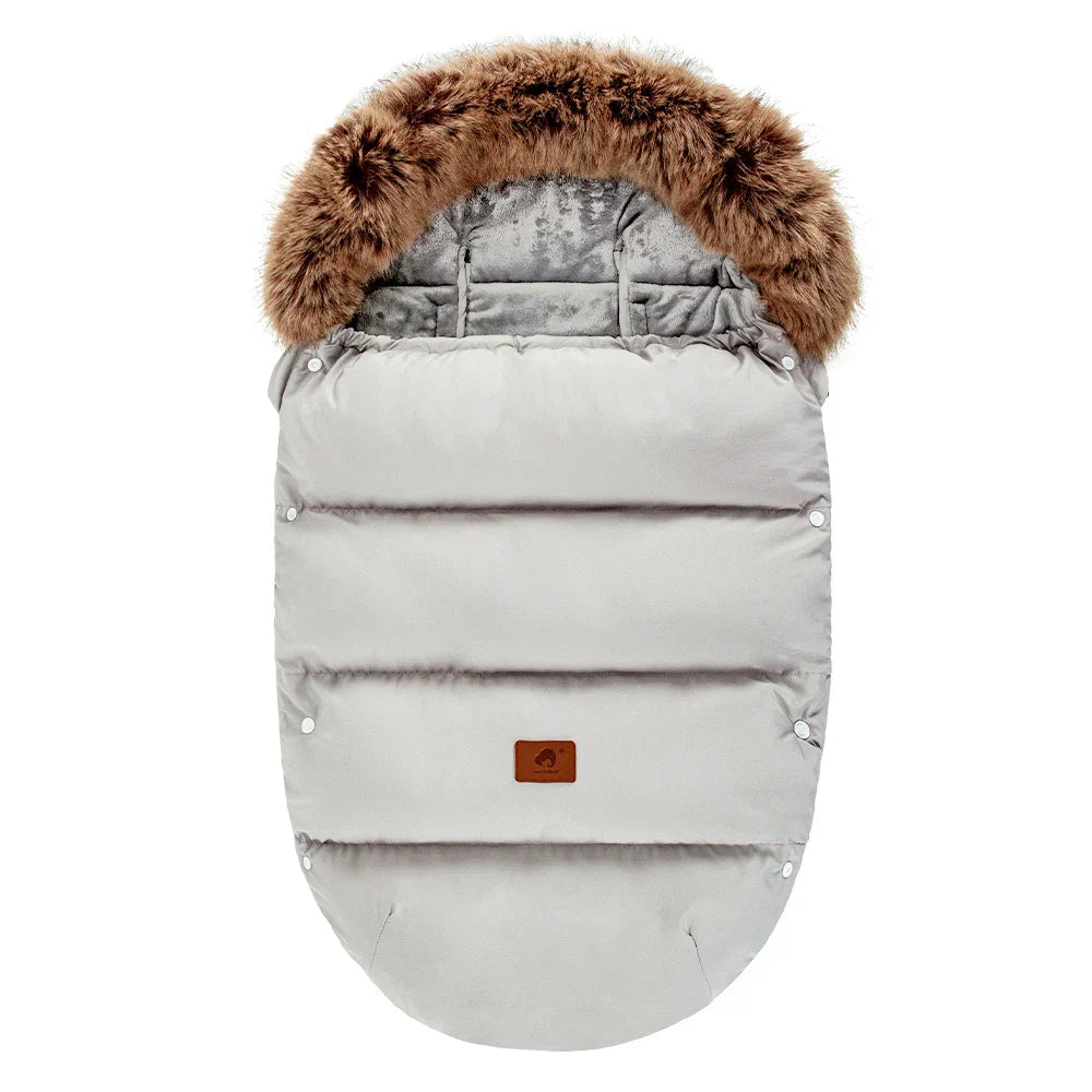 Chancelière d’hiver pour poussette – Chaude, imperméable et coupe‑vent avec col en fourrure