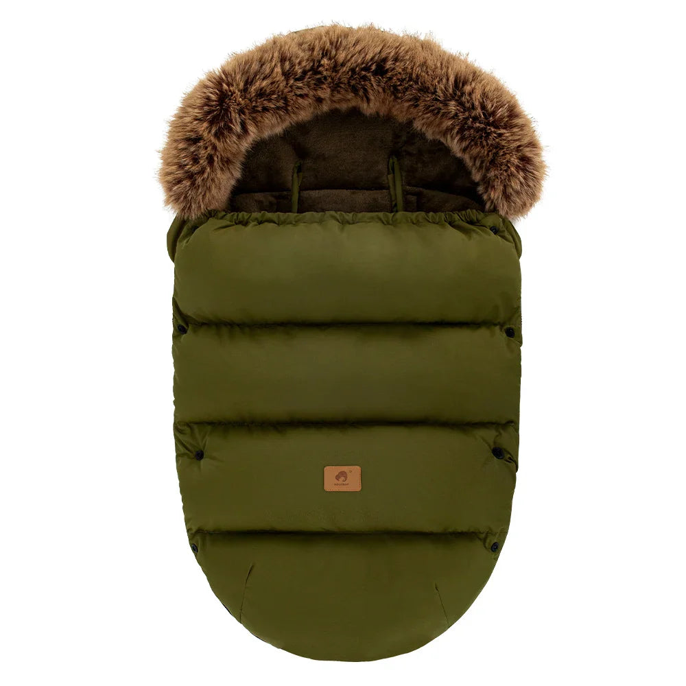 Chancelière d’hiver pour poussette – Chaude, imperméable et coupe‑vent avec col en fourrure