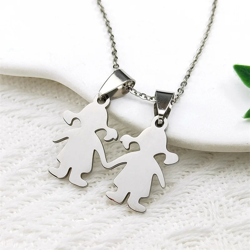 Boys & Girls Family Necklace | Stainless Steel Mom Pendant