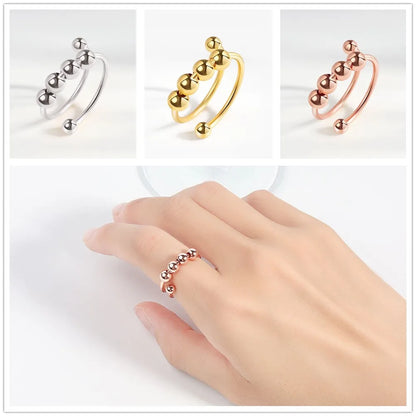 Bague Ouverte Rotative à Perle – Accessoire Discret & Apaisant