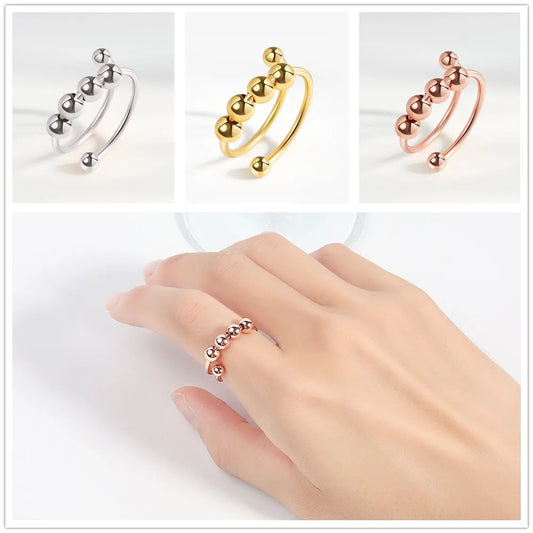 Bague Ouverte Rotative à Perle – Accessoire Discret & Apaisant