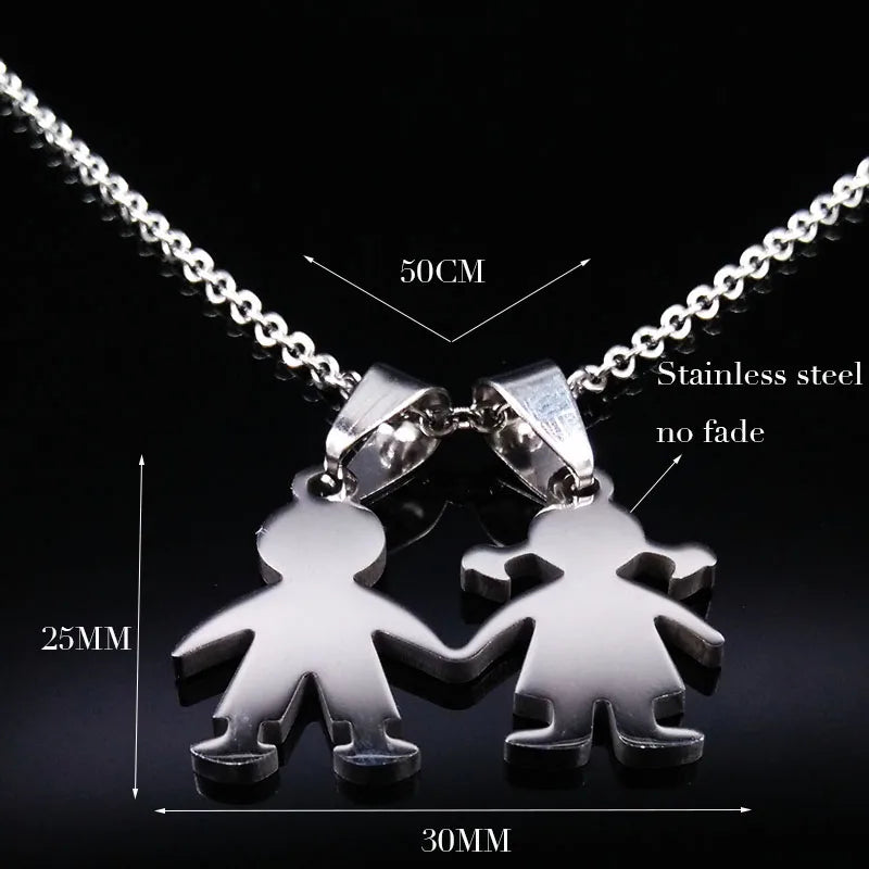 Boys & Girls Family Necklace | Stainless Steel Mom Pendant