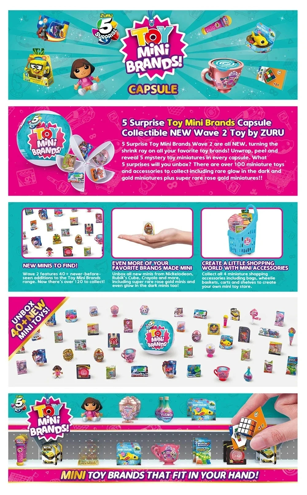 Zuru Mini Brands Toys 5 Surprise – Miniatures de supermarché à collectionner