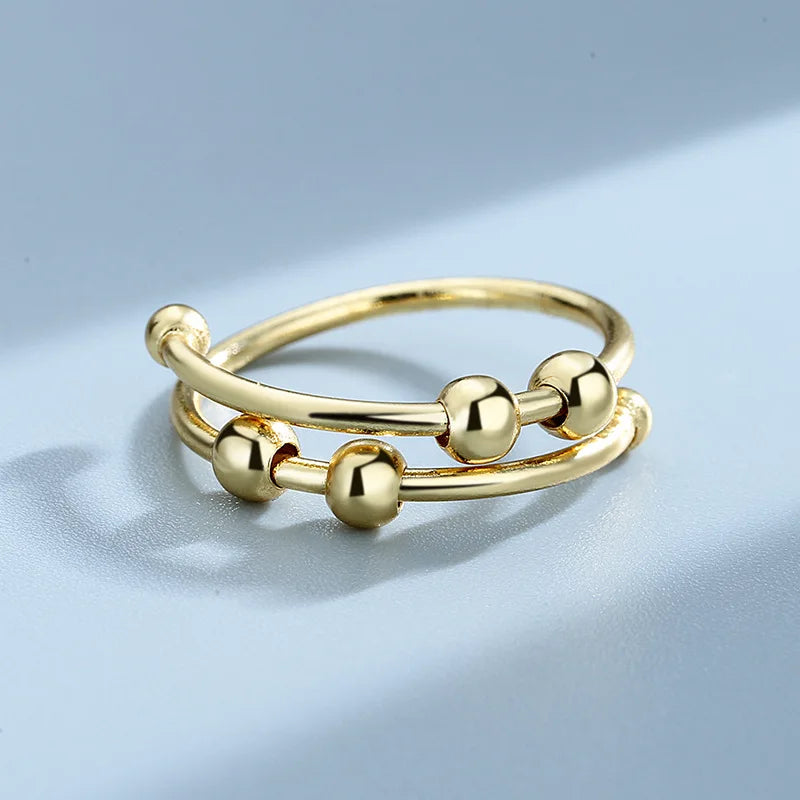Bague Ouverte Rotative à Perle – Accessoire Discret & Apaisant