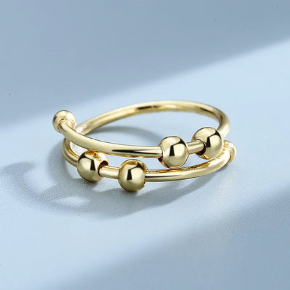 Bague Ouverte Rotative à Perle – Accessoire Discret & Apaisant