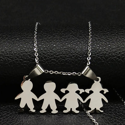 Boys & Girls Family Necklace | Stainless Steel Mom Pendant