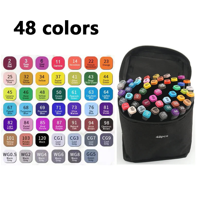 Ensemble de marqueurs à double pointe – 24 à 168 couleurs