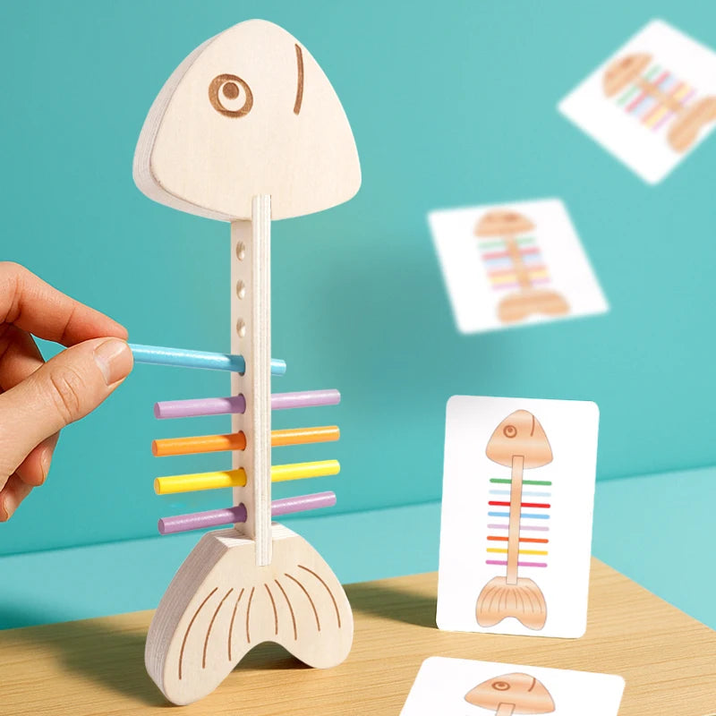 Jeu Montessori d’Association des Couleurs – Bâtons d’Équilibre en Bois
