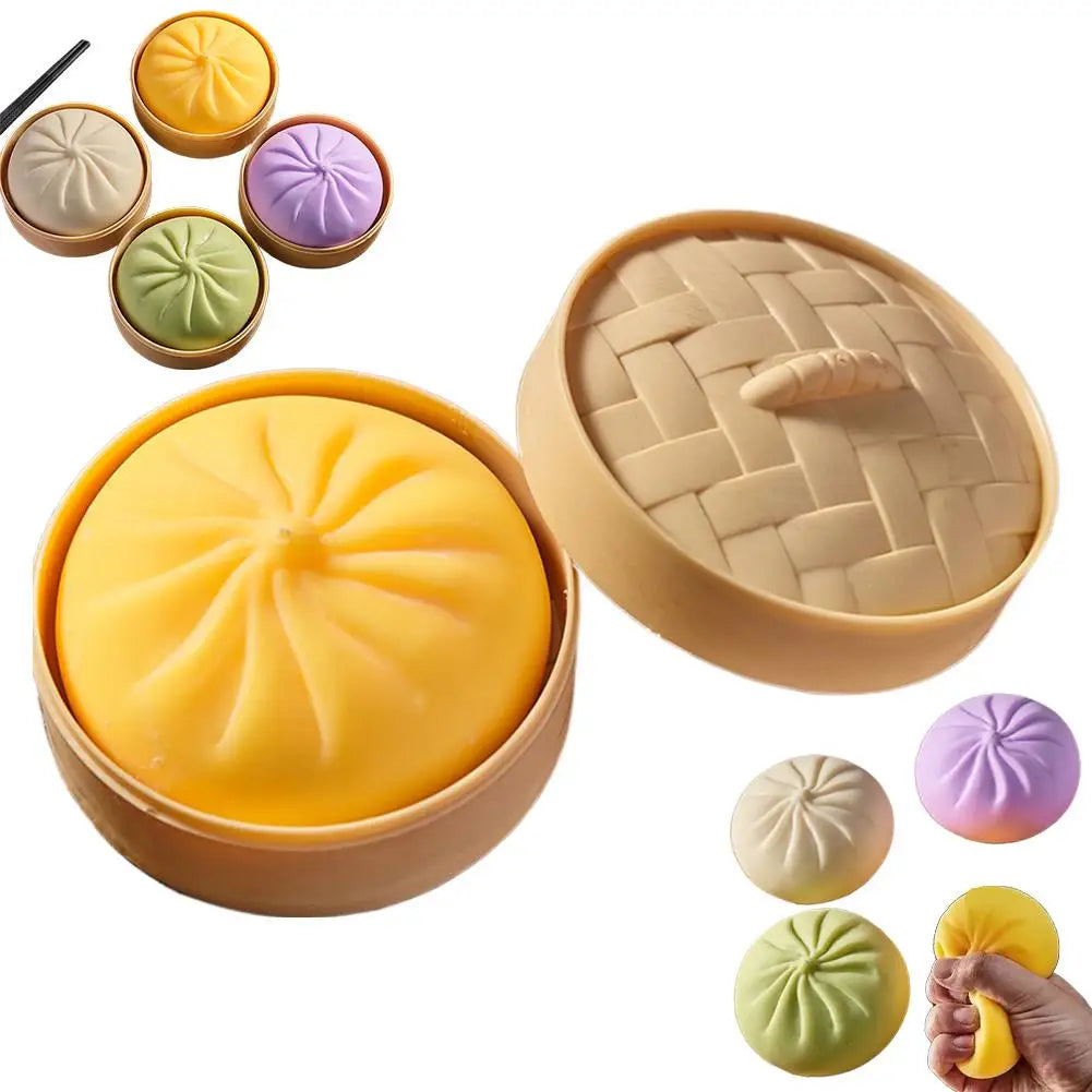 Squishy Bao Anti‑Stress avec Panier Vapeur