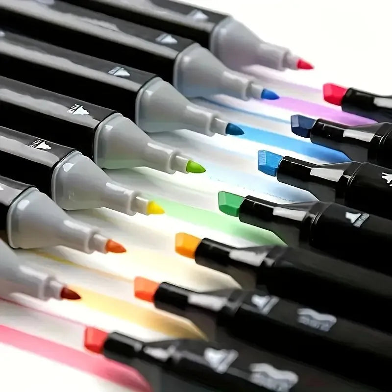 Ensemble de marqueurs à double pointe – 24 à 168 couleurs