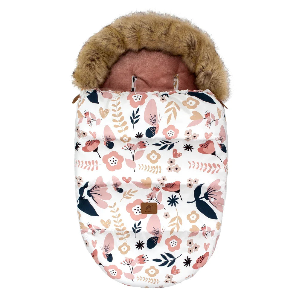 Chancelière d’hiver pour poussette – Chaude, imperméable et coupe‑vent avec col en fourrure