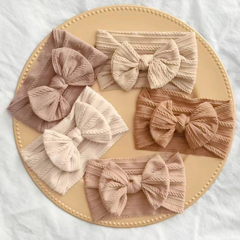 Pack of 3 Baby Headbands with Bow - Soft and Stretchy Nylon (0-3 years)