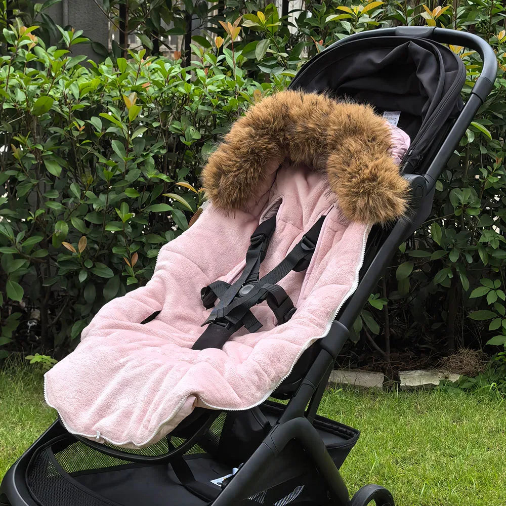 Chancelière d’hiver pour poussette – Chaude, imperméable et coupe‑vent avec col en fourrure